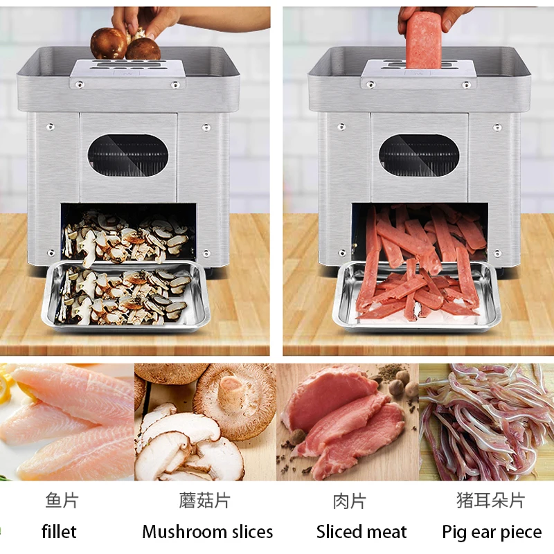 

850W Electric commercial meat slicer Stainless steel slicer Wire cutter Fully automatic Meat grinder Sliced meat dicing machin4