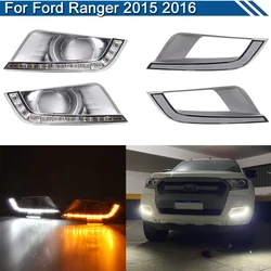 2Pcs LED Fog Warning Lamp For Ford Ranger 2015 2016 White DRL Daytime Driving Light Turn Signal Lights