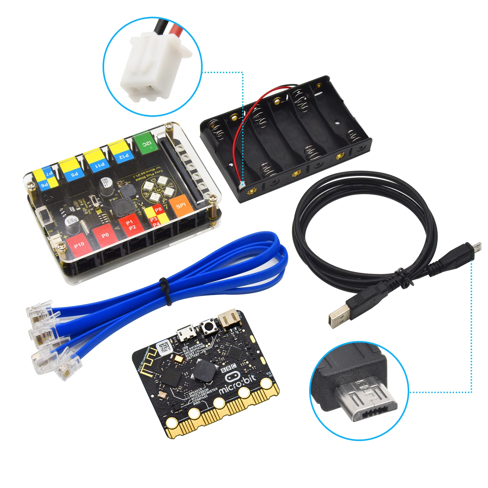 Keyestudio EASY PLUG Microbit V2 Board Super Starter Kit for BBC Micro:Bit Kit  STEM EDU Graphic   Programming Electronic Kit