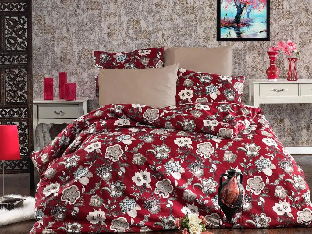 Land Of dowry Burgundy Gold Double Personality Duvet cover set Burgundy