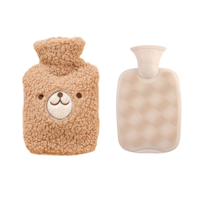 1L Cute Plush Bear Warm Water Bag PVC Material Water Injection Hot Water Bottle Portable Winter Warmth Recyclable Hand Warmer