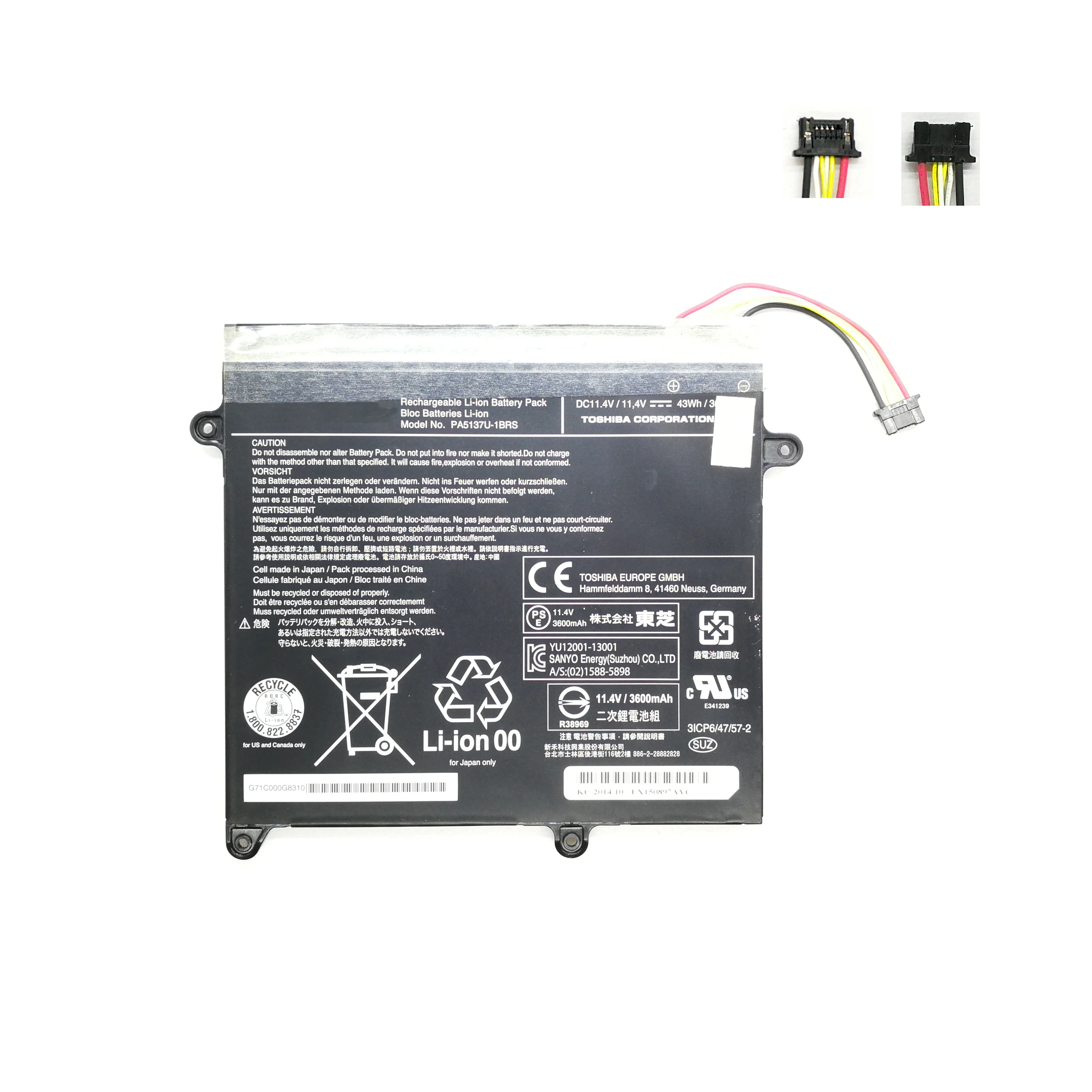 Genuine Original Pa5137u-1brs Laptop Battery Batteries For Toshiba Portege Z10T-A-13V Z10T-A-13V Z10T-A PT141A-01301E