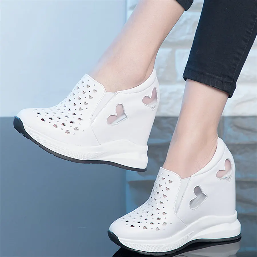 

Platform Pumps Shoes Women Hollow Cow Leather Wedges High Heel Gladiator Sandals Female Round Toe Fashion Sneakers Casual Shoes