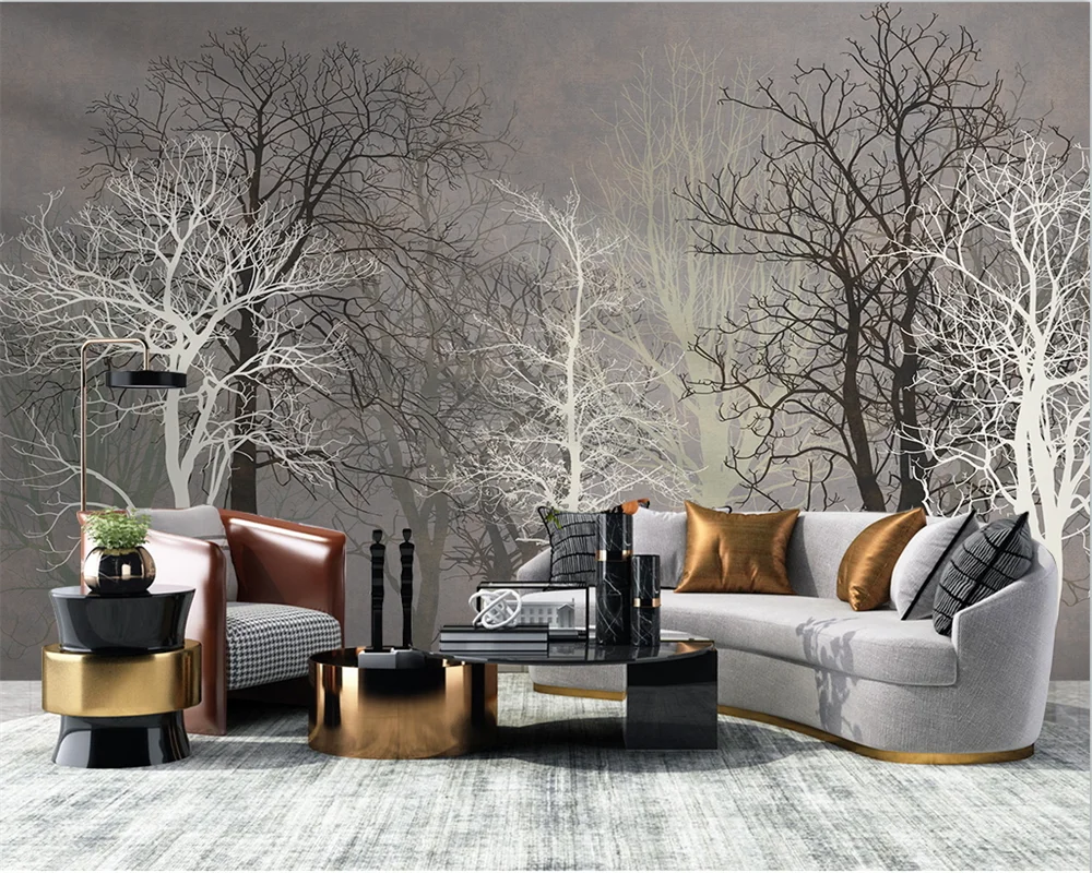 

beibehang papel de parede Customized modern nordic retro forest abstract woods industrial warm gray background wallpaper