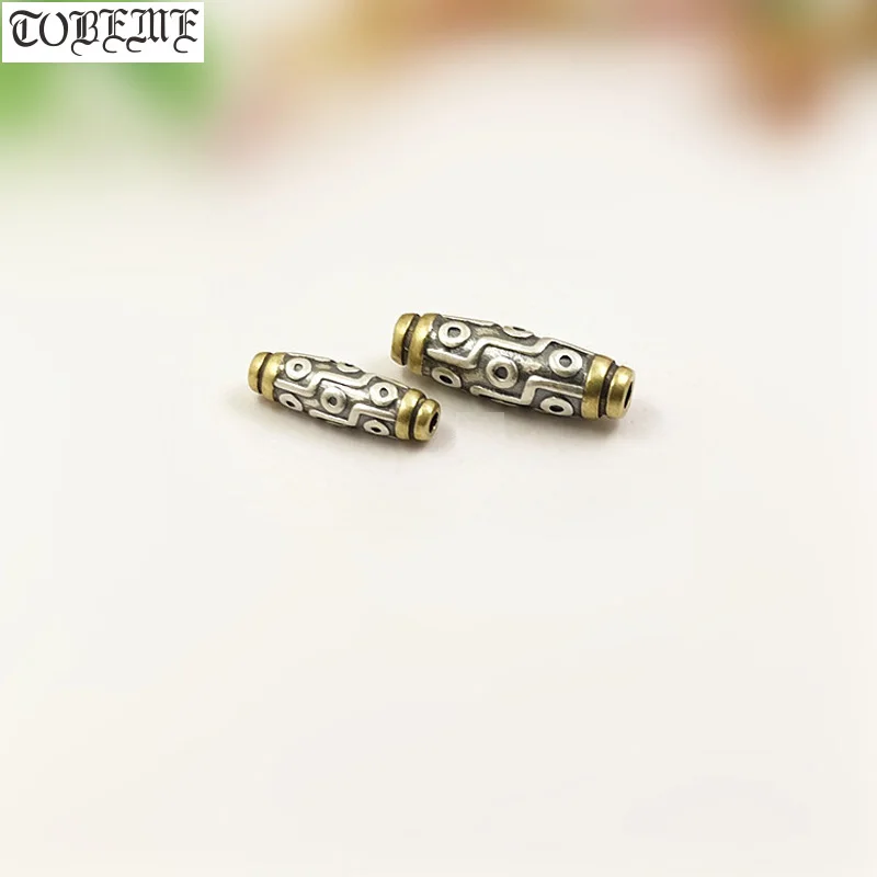 Handmade 925 Silver 9 Eyes DZI Beads Thai Silver Tibetan Nine Eyes DZI Beads Sterling Good Luck Beads DIY Jewelry Findings Bead