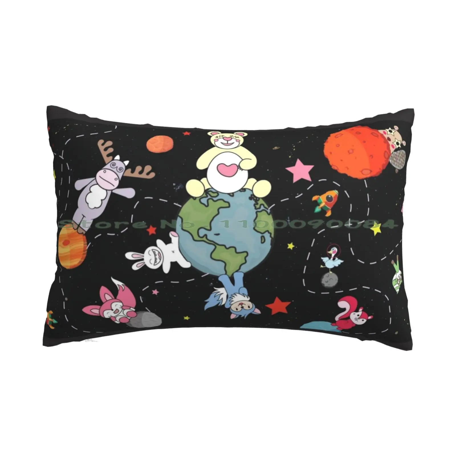 The Galaxy Collection-Chilling In Space Pillow Case 20x30 50*75 Sofa Bedroom Axolotl Wild Type Animal Salamander Cute Cartoon