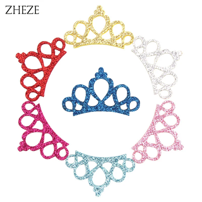 

20Pcs/Lot 2024 NEW Fashion 45mm Glitter Felt Crown For Children And Kids DIY Headband Hair Bow Girls Boutique Hair Accessories