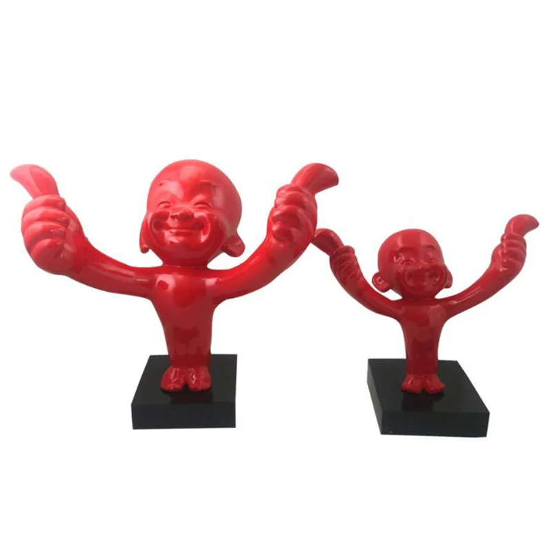 ديكور الغرفة الثناء الرجل الأحمر التماثيل شخصيات مجردة المنحوتات اكسسوارات المنزل التماثيل الداخلية الراتنج حلية الهدايا #5