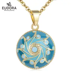 Eudora Original Enamel Craft Sky Blue Bell Ball Pendant Harmony Ball Necklace Universe & stars design Mexican Bola Ball Jewelry