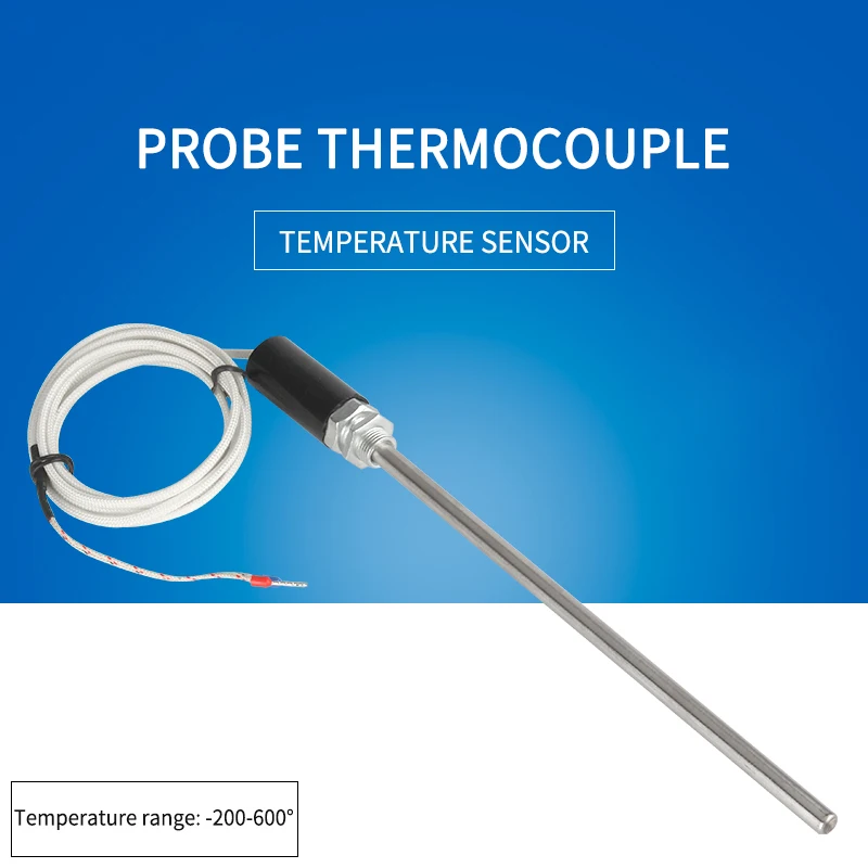 1M 2M 3M Wire Thermocouple Sensor 0~600 Degree Celsius K type Thermocouple Temperature Sensor 100mm 200mm Probe Measurement Tool