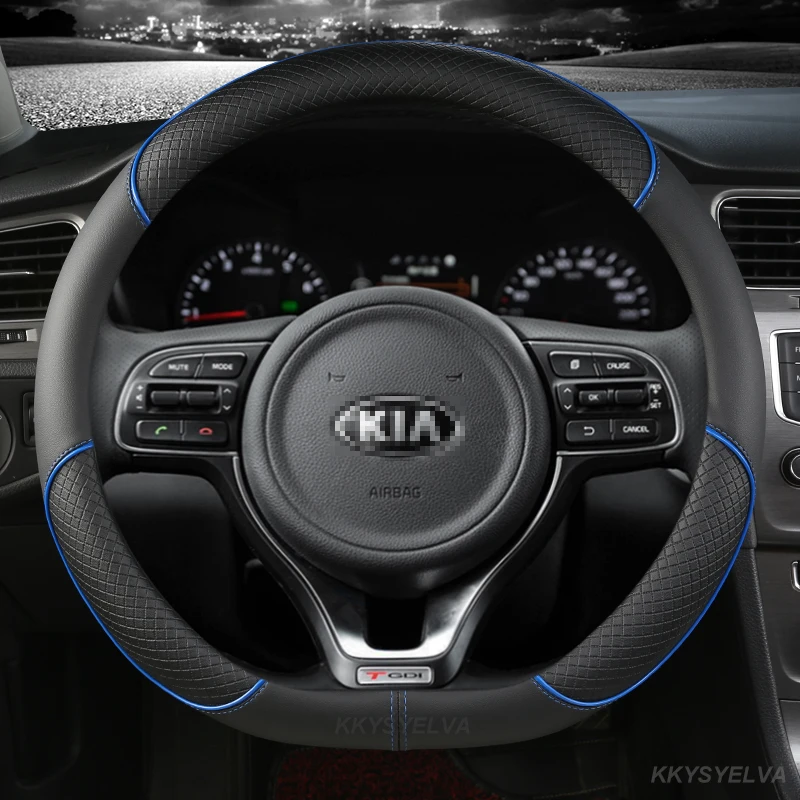 Pu Leder Auto Lenkrad abdeckung 38cm für kia rio 2 3 4 x Linie kombi Limousine k2 k3 k4 k5 kx1 kx3 kx5 sportage Autozubehör – Detail 11