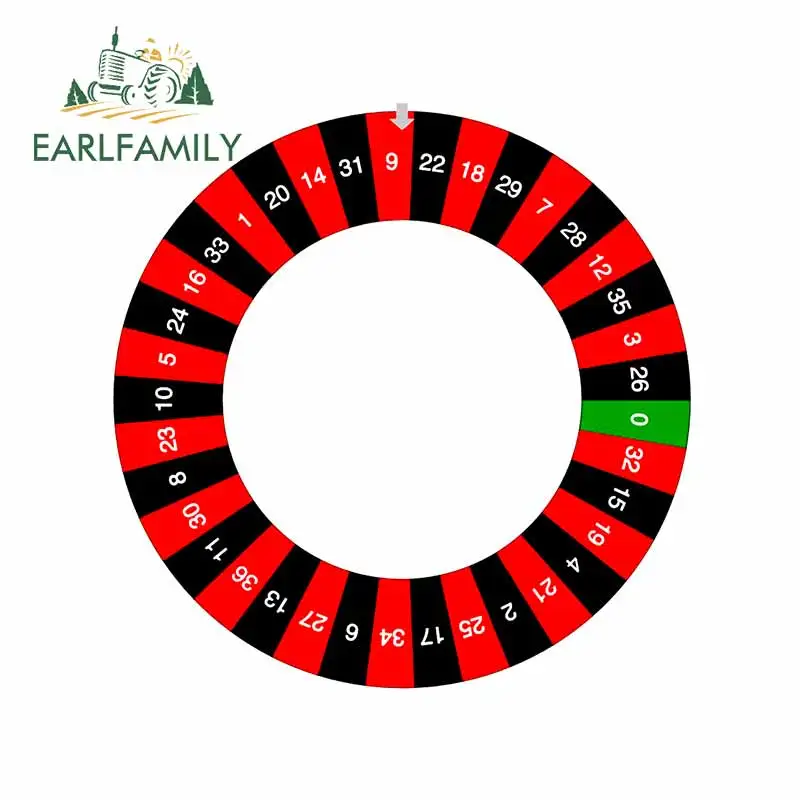

EARLFAMILY 13cm x 12.8cm For Roulette Wheel Window Fine Decal Personality Car Stickers Vinyl Material Occlusion Scratch Decor