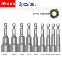 9pcs/set 6MM-14MM Hex Socket Sleeve Nozzles Wind Approved Sleeve Electric Nut Driver Set Strong Magnetic Drill Bit Adapter