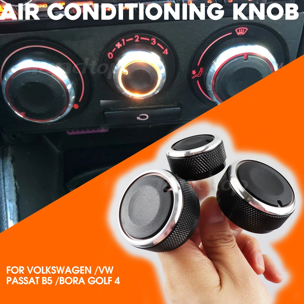 For Volkswagen /VW Passat B5 /Bora Golf 4 For Skoda Superb Octavia MK1 2002-2008 Aluminum Alloy Air Conditioning Knob AC Knob