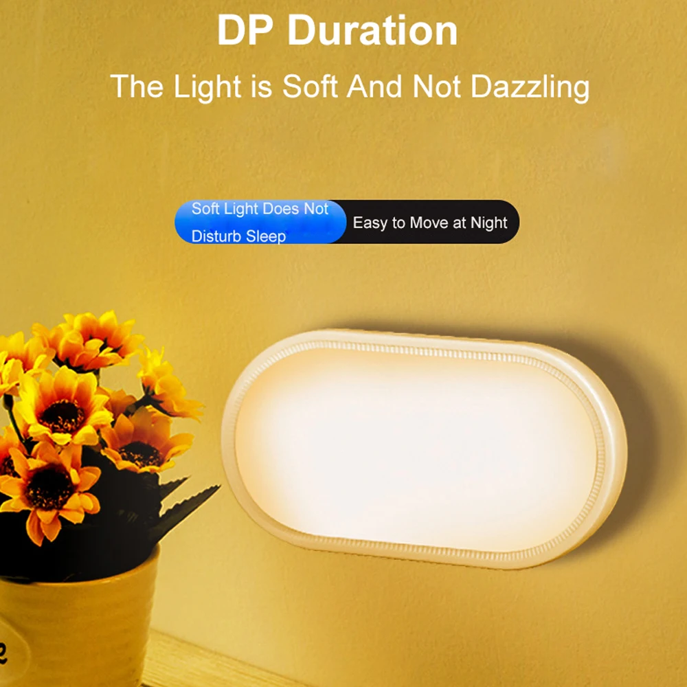 

DP433 AC110-220V Convenient Wall Hanging 2 Gears Dimmable Plug-In Night Light Led Warm White + White Light