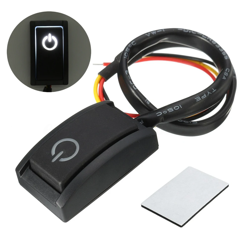 1 Pc DC12V/200mA Car Auto Interior DIY Mount Push Button Latching Turn ON/OFF Switch Sticker LED Light RV Truck Black