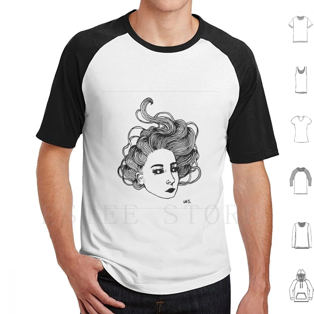 Hurricane T Shirt DIY Big Size 100% Cotton Portrait Face Womens Girls Girl Portrait Girl Face Woman Face Woman Portrait Witch