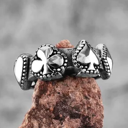 Good Luck Poker Hearts Spades Amulet Stainless Steel Mens Rings Hip Hop for Male Boyfriend Jewelry Creativity Gift Wholesale