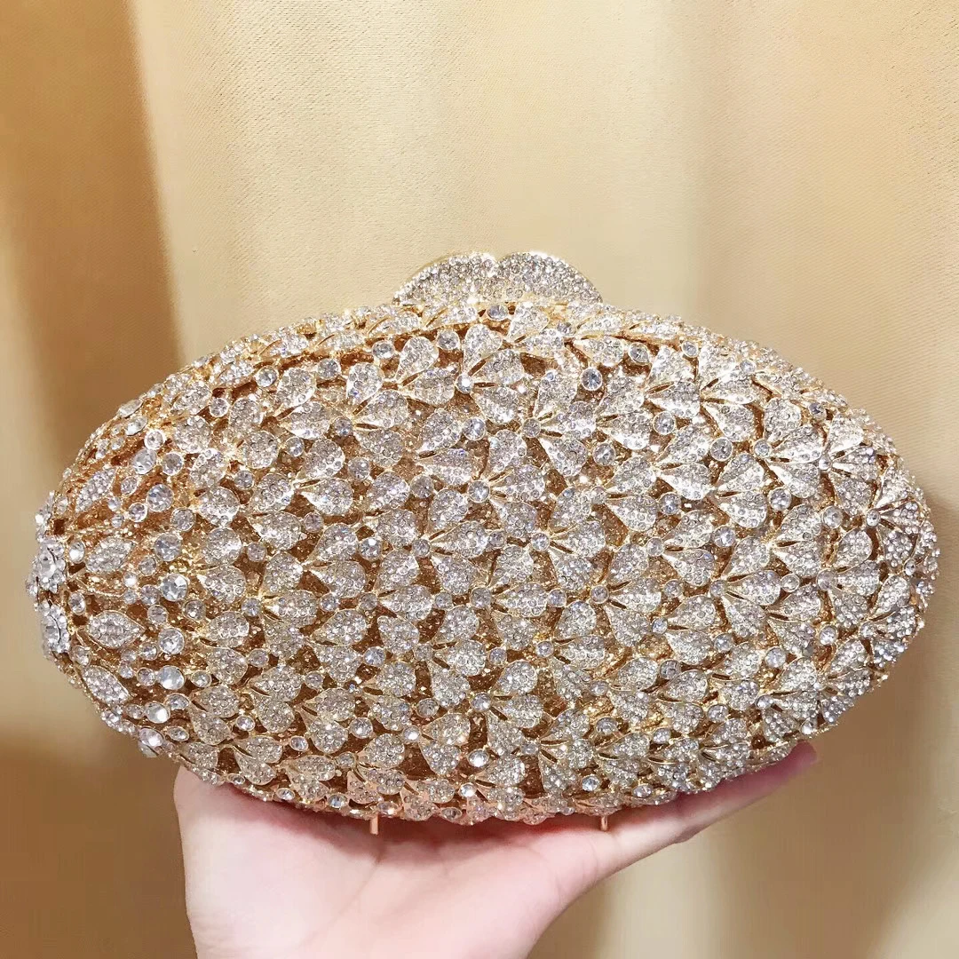 

White Rhinestone Evening Wedding Purse Gold Metal Clutch Bag For Party Purse Luxury Women Blue Diamond Prom Phone Clutches