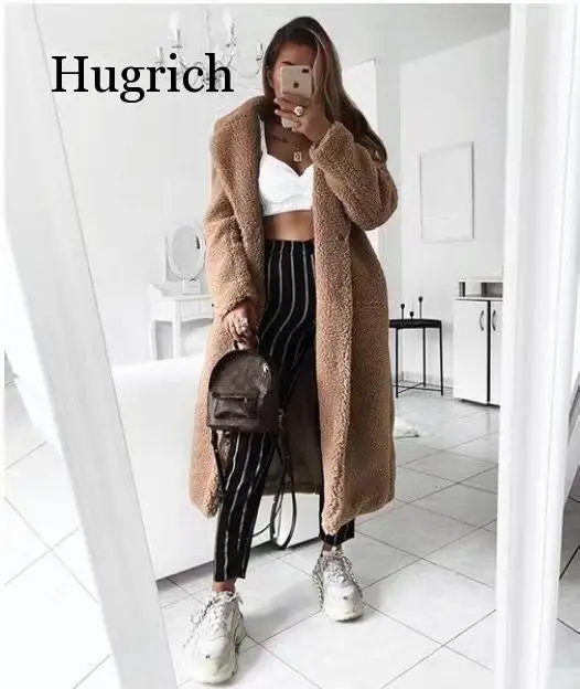 Mantel Frauen Herbst Winter 2020 Beiläufige Lange Jacke Weibliche Dicke Warme Outwear Oversize Pelz Mujer Chaqueta