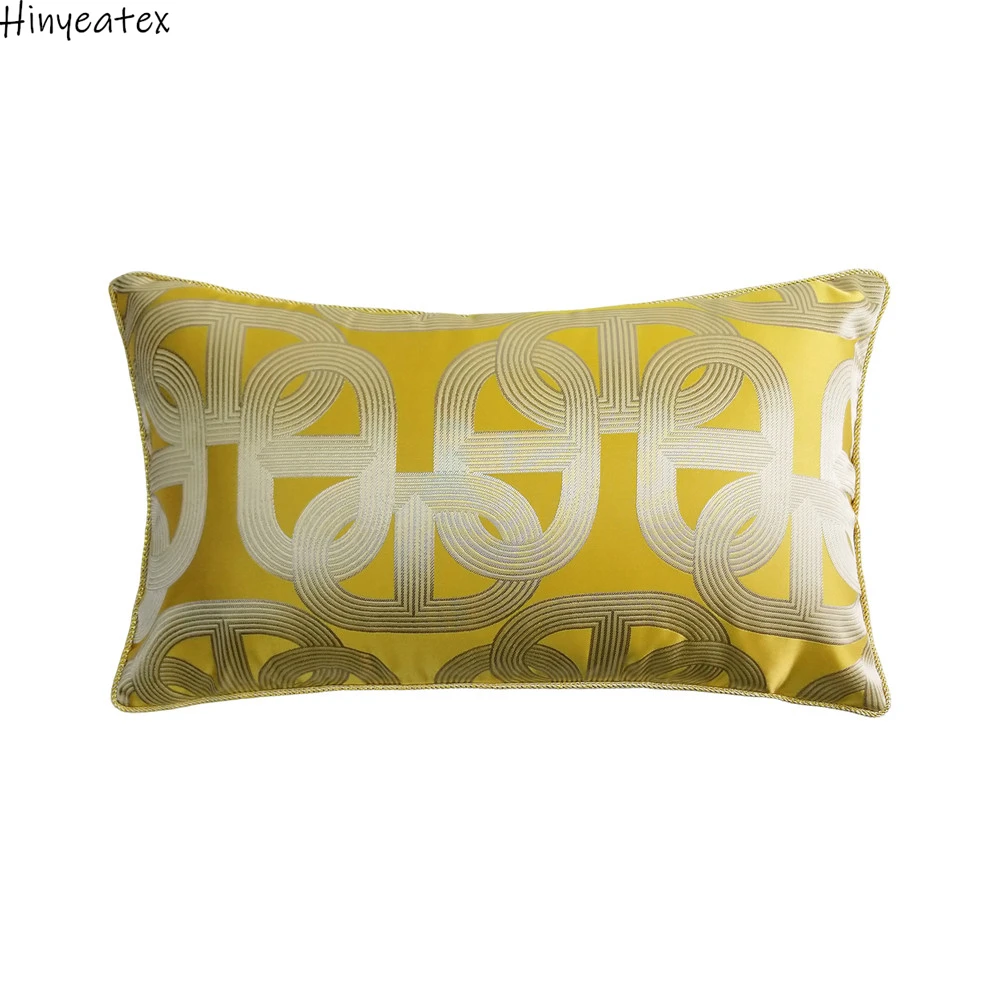 Fashion Modern Geometric Chain Brown Yellow Chain Sofa Chair Designer Home Cushion Cover Decorative Pillow Case 12x20\