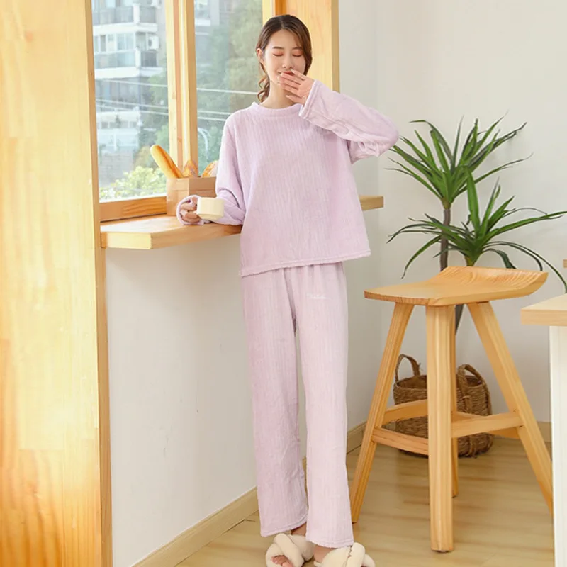 

Women's Flannel Pajamas Winter Pyjamas Set Spring and Warm Coral Bath Indoor Suit Badjas Female Sleepwear Robes 2021 Clothes