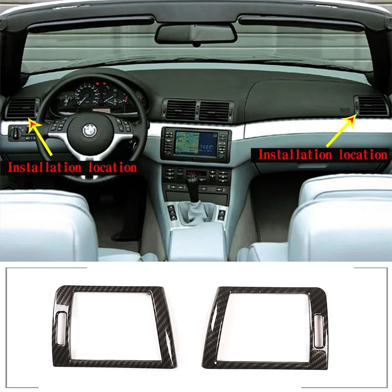 For BMW 3 Series E46 1998-2004 ABS Carbon Fiber Car Dashboard Side Air Conditioning Air Outlet Decorative Frame Car Accessories