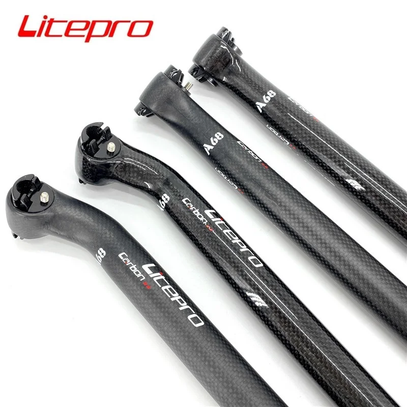 Litepro rower składany z włókna węglowego sztyca 33.9mm 580mm przesunięcie 5/25 ° błyszczący matowy czarny BYA412 słupek fotelika rowerowego Tube