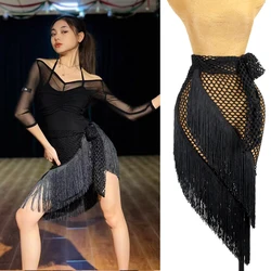 Sexy hollow encrypted tassel hip scarf women Latin dance skirt practice clothes hollow sexy latin practice skirt