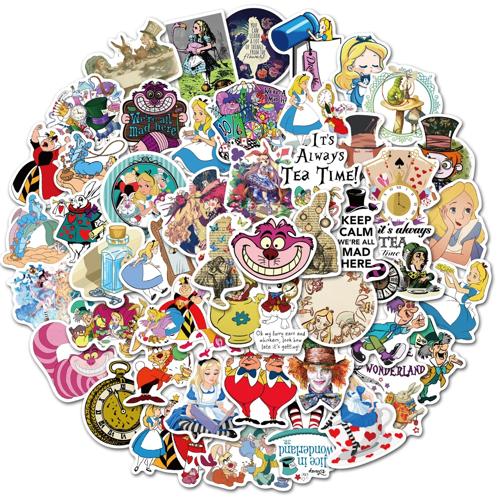 10/30/50PCS Disney Movie Alice in Wonderland Graffiti Stickers Cartoon Decals Laptop Phone Guitar Luggage Toy Sticker for Kids