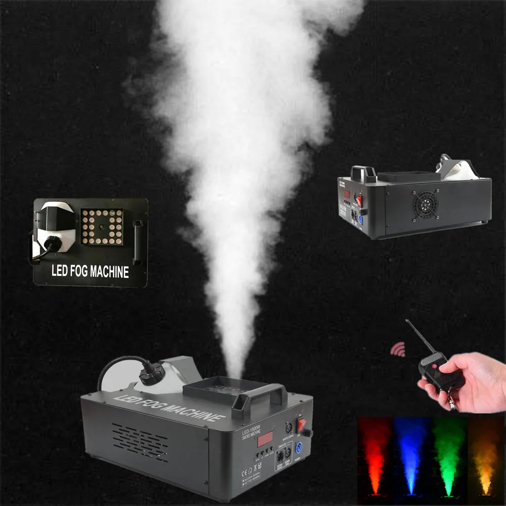 

1500W Smoke Machine With RGB 24x9W LED Lights, Disco DMX512+Wireless Remote Stage Fogger Ejector Wedding Party DJ Fog Machine