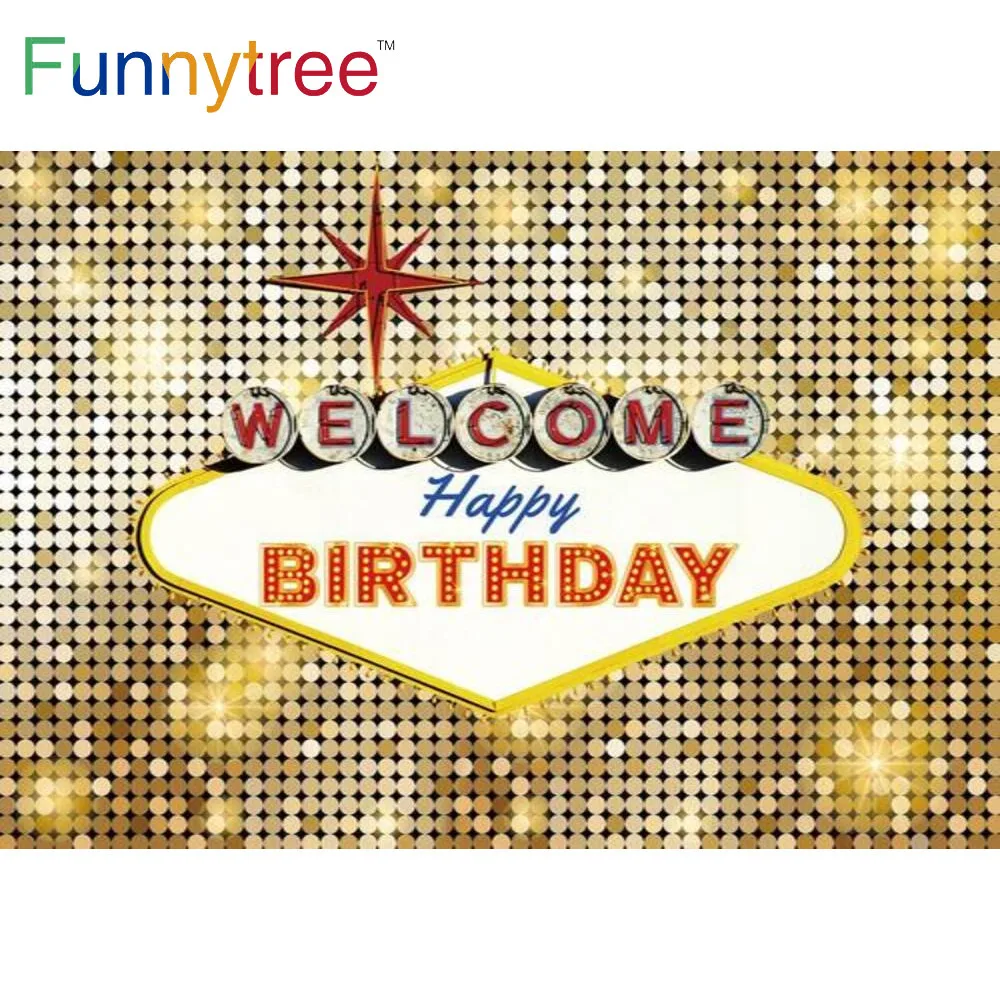 Funnytree Hoan Nghênh Bạn Đã Bữa Tiệc Sinh Nhật Vui Vẻ Vàng Phông Nền Lấp Lánh Sự Kiện Trang Trí Kỷ Niệm Trang Trí Nền Chụp Ảnh