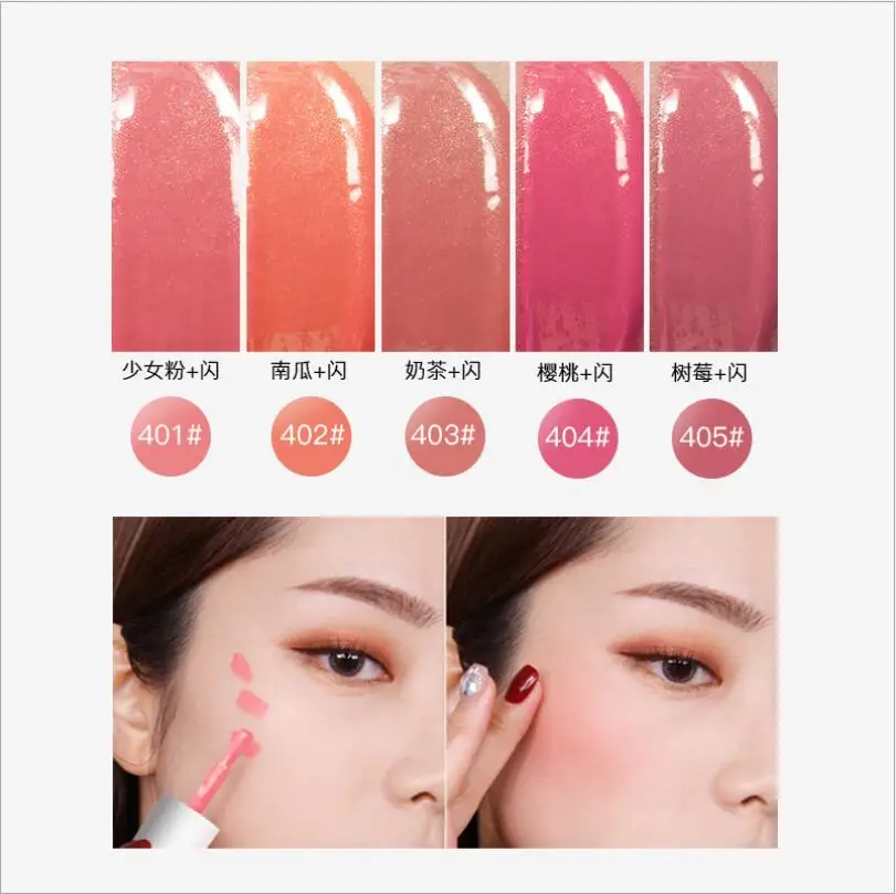 1PC 5Colors Pink Facial Contour Liquid Blush Face Shimmer Blush Matte Nude Cosmetics Repair Blusher Peach Face Blush Cream T1091