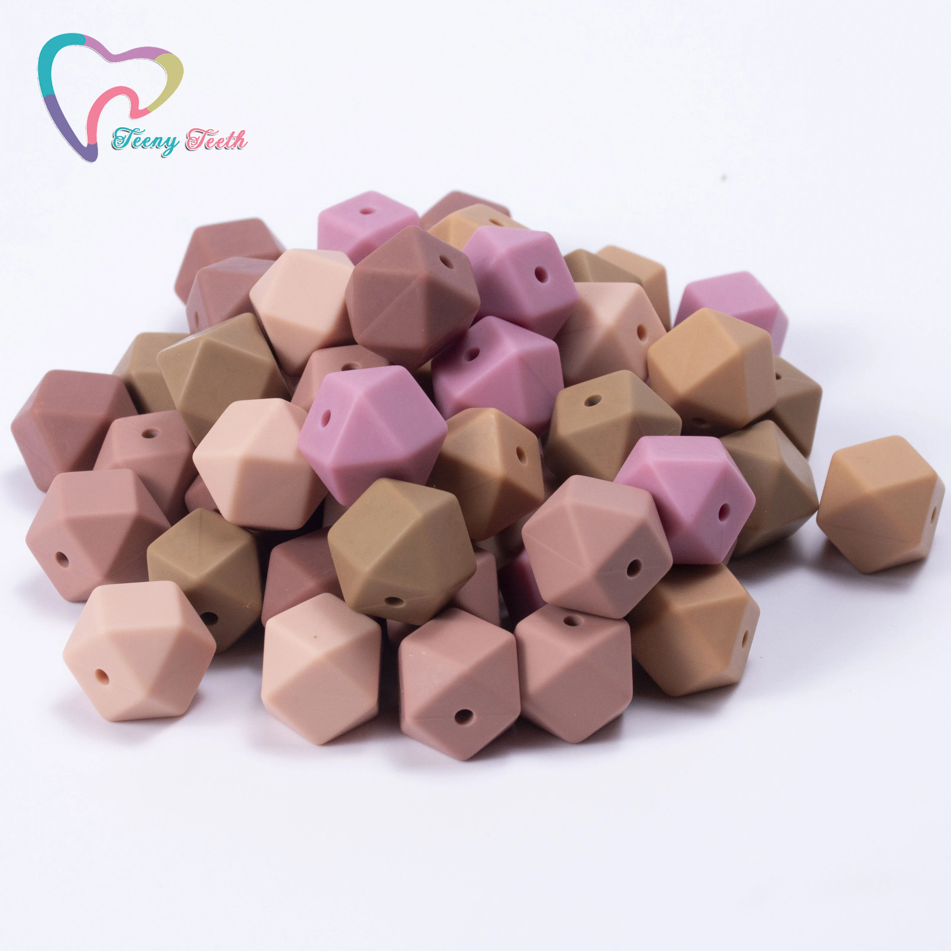 100 PCS Silicone Beads Hexagon 1417 MM Chewable Baby Teethers Beads Baby Diy Food Grade Silicone Teething Necklace Bead BPA Free