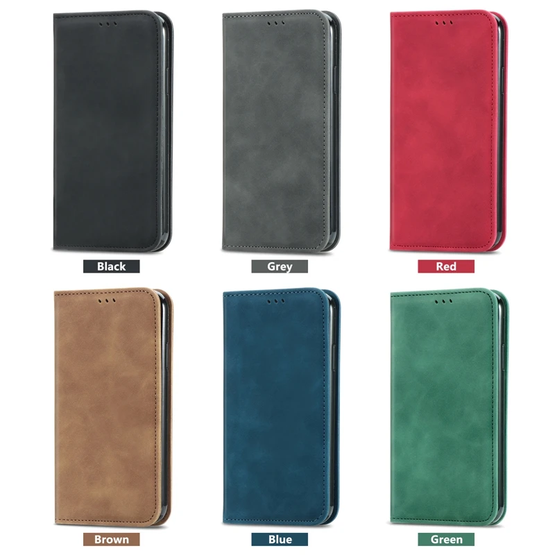 

10Pcs Leather Wallet Flip Phone Cover Skin Friendly Case for Xiaomi 14 13 12 11 Pro Lite POCO C55 C51 X5 X4 F5 M5 M5S CIVI3