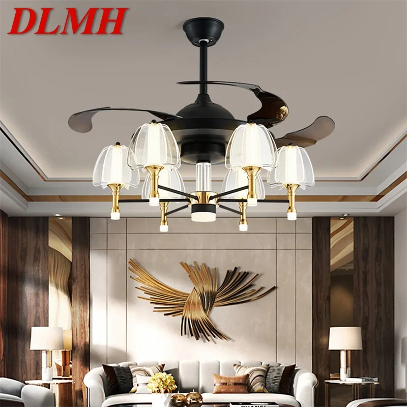 

DLMH Fan Ceiling Lamp With Remote Control Invisible Fan Blade LED Fixtures Home Decorative For Living Room Bedroom Restaurant