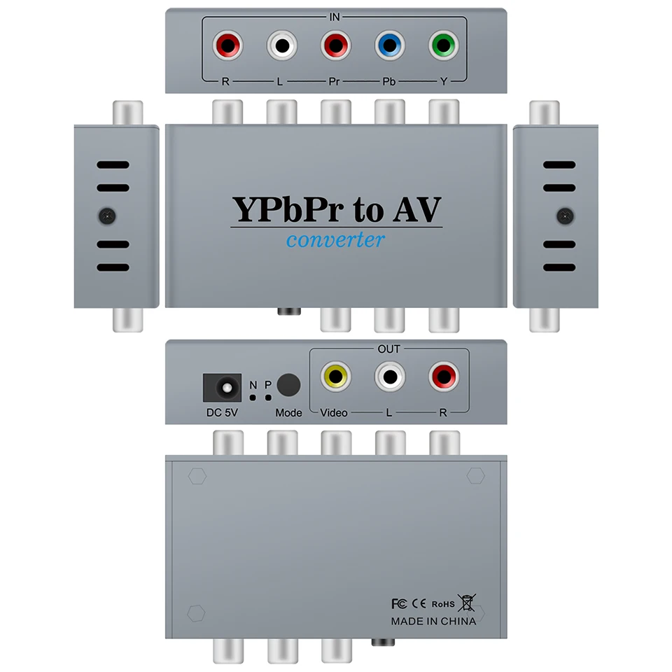 Konwerter audio-wideo YPBPR na AV 5RCA komponent na 3RCA Adapter kompozytowy CVBS NTSC PAL obsługiwany dla projektora DVD stary telewizor