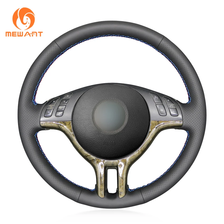 

MEWANT Black Artificial Leather Car Steering Wheel Cover for BMW E46 318i 325i 330ci E39 X5 E53 Z3 E36/7 E36/8 Sedan Series 3