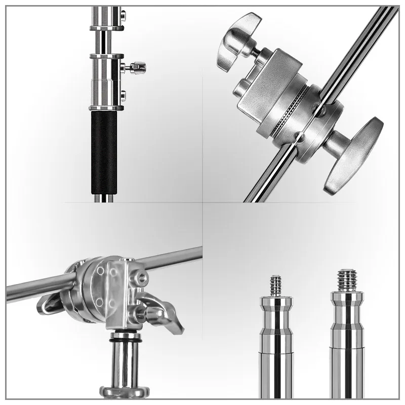 Studio Chụp Ảnh 2.6M/8.5FT Thép Không Gỉ Có Thể Gập Lại Ánh Sáng Ổn Định Giá Đỡ 3 Chân Đế Ma Thuật Chân Chụp Ảnh C-Chân Đế đèn, hộp Tản Sáng Softbox