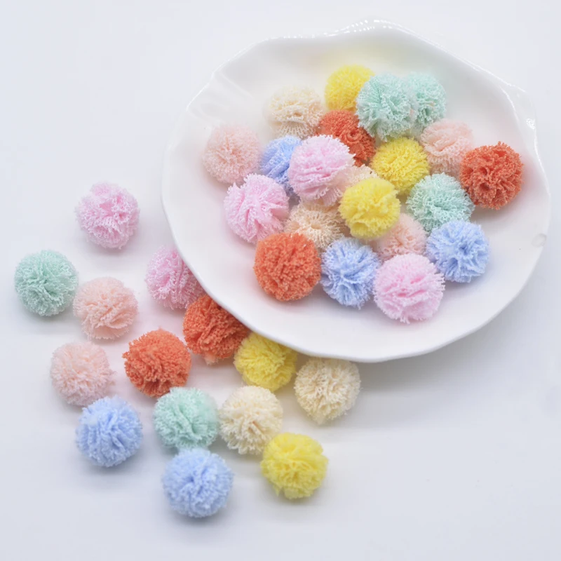 100Pcs 12mm Elastic Mesh Chiffon Flower Ball for Sewing on Scarf Shoes Hats Fur DIY Headwear Hair Clip Bow Decor Pendants