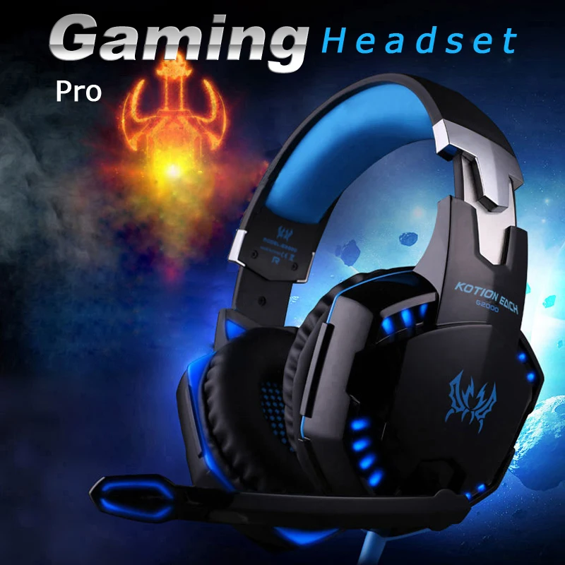 G2000 Gaming Headset Deep Bass Stereo Casque Wired Over-Ear Headphone Glowing Earphone with MIC for PC/ Laptop/PS4/PS5/XBOX