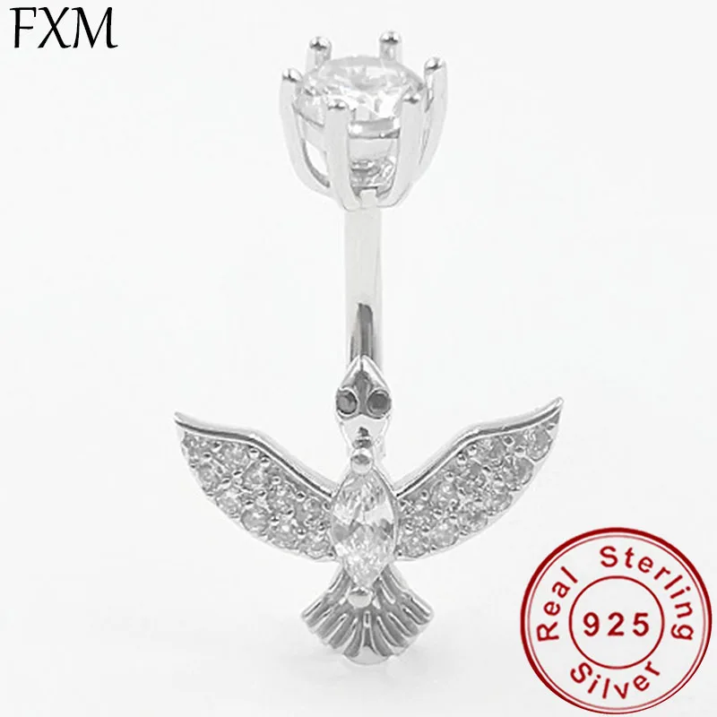 

925 silver crystal eagle belly button ring navel piercing beach body piercing jewelry zirocon setting for hot women