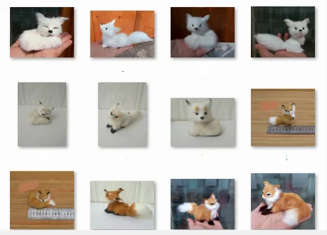 Handmade Artificial Fox Hard Model Ornament in Polyethylene And Furs for Desktop Home Decor Gift