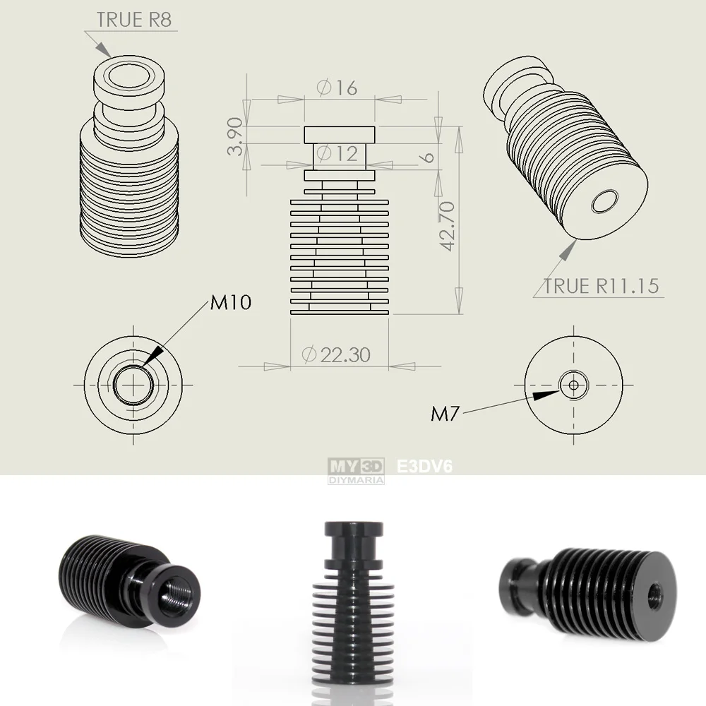 E3D V6 Heat FOR 3D Printer Extruder OMG V2 S 1.75MM Filament Conversion Adapter Upgrade