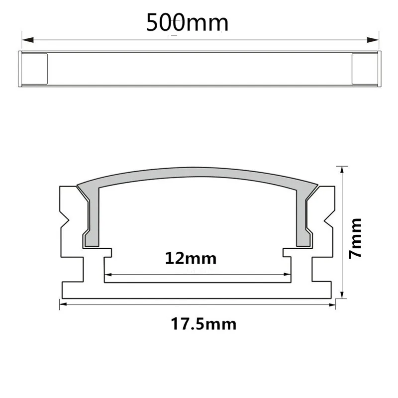 2-30 pz/lotto 0.5 m 12 mm con i profili di alluminio per 5050 copertura piana del PC delle coperture della lega di alluminio della striscia 5630 LED