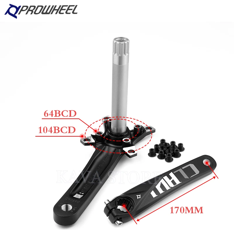 Prowheel Snow Bike Crankset 170mm Fat Bike Crank Sets 30T 32T 34T 36T 38T 40T 42T Sprocket 176/192mm Bottom Bracket E-Bike Part