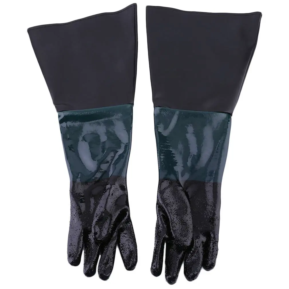 60cm PVC Gloves Soft Comfortable Sandblasting Machine Gloves For Sandblaster Cabinet Anti-slip Labour Protection Gloves