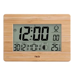 FanJu FJ3530 Wall Clock Thermometer Digital Alarm Watch Date Week Temperature Large Number DCF Radio Table Desk Clocks