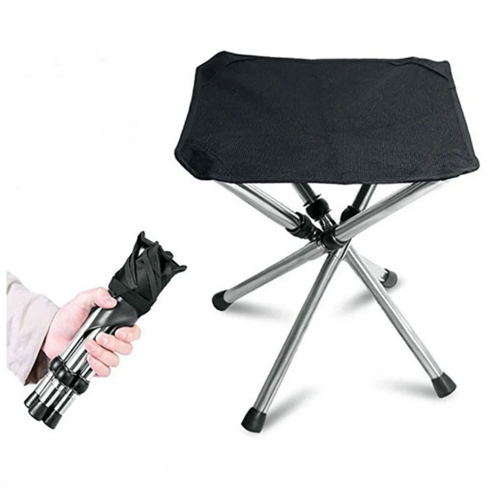 Retractable Folding BBQ Stool Camping Fishing Chair Outdoor Portable Foldable Chair Load Bearing Travel Picnic Beach Chairs