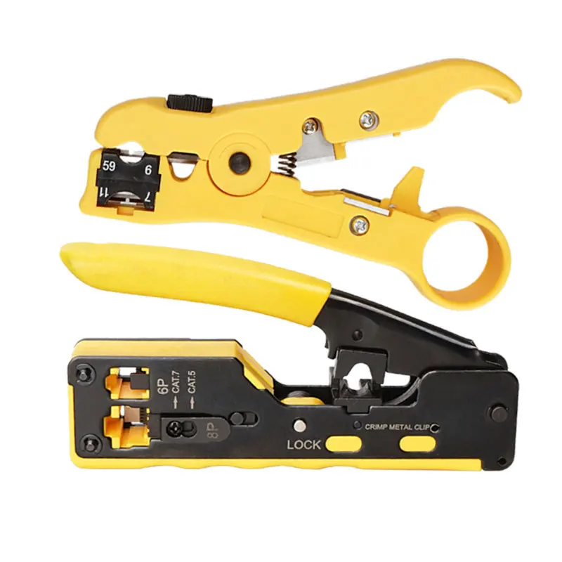 Network Pliers Cable Crimping Tool set for RJ45 Cat7 Cat6 Cat5 RJ11 RJ12 Modular Plugs Metal Clips stripper Crimper tool kit